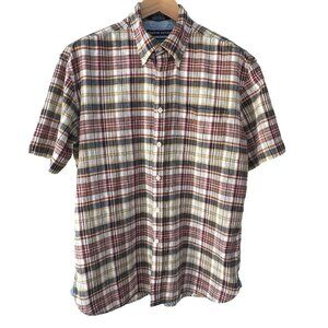 Vintage Tommy Hilfiger Linen Fall Plaid Mens LG Button Down Shirt Y2K Retro READ